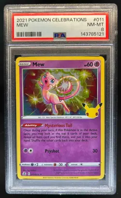 2021 Pokemon SWSH Celebrations Mew Holo #011/025 PSA 8 - Image 1