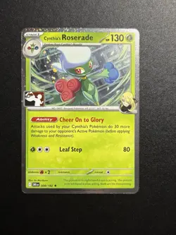 Cynthia’s Roserade Prize Play Stamped Pokemon Cosmos Holo Promo With A Swirl Nm+ - Image 2
