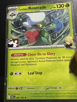 Cynthia’s Roserade Prize Play Stamped Pokemon Cosmos Holo Promo With A Swirl Nm+ - Image 4