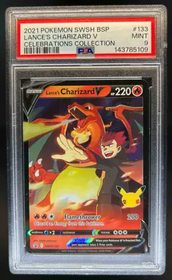 2021 Pokemon SWSH Black Star Promos Lance's Charizard V #SWSH133 PSA 9 - Image 1