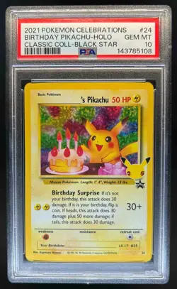 2021 Pokemon SWSH Celebrations Pikachu Classic Collection #24 PSA 10 - Image 1