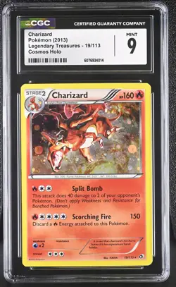 2013 POKEMON LEGENDARY TREASURES CHARIZARD #19 COSMOS CGC 9 MINT #6076934014 - Image 1