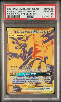 PIKACHU & ZEKROM GX SM248 POKEMON SUN & MOON BLACK STAR PROMO PSA 10 GEM MT - Image 1