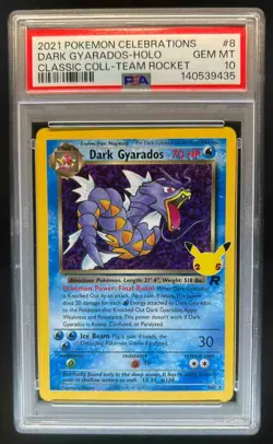 2021 Pokemon SWSH Celebrations Dark Gyarados Classic Collection #8/82 PSA 10 - Image 1