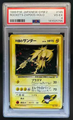 1999 Pokemon Challenge from the Darkness JP Rocket's Zapdos Rare Holo #145 PSA 4 - Image 1