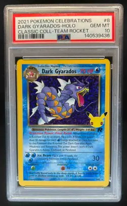 2021 Pokemon SWSH Celebrations Dark Gyarados Classic Collection #8/82 PSA 10 - Image 1