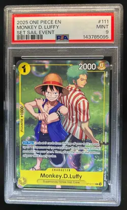 2025 One Piece Monkey D. Luffy Set Sail Event Rare R #OP10-111 PSA 9 - Image 1