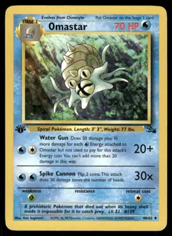 Pokemon Cards Omastar 40/62 1ST EDITION Fossil WOTC Uncommon LP - Image 1