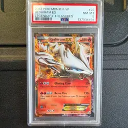 PSA 8 Reshiram EX Pokemon Trading Card Holographic 29/113 Legendary Treasures - Image 1
