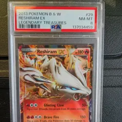 PSA 8 Reshiram EX Pokemon Trading Card Holographic 29/113 Legendary Treasures - Image 3