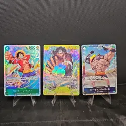 One Piece TCG 3 Card Lot JP Luffy Super Rare Kuma Secret Rare Burgess Alt Art - Image 1