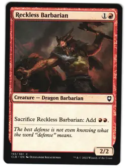 Reckless Barbarian 193 Commander Legends: Battle for Baldur's Gate NM MTG - Image 1