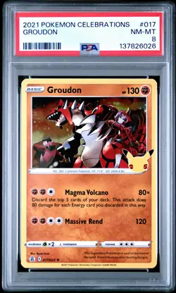 2021 POKEMON CELEBRATIONS #017 GROUDON PSA 8 - Image 1