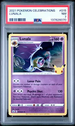 2021 POKEMON CELEBRATIONS #015 LUNALA PSA 7 - Image 1