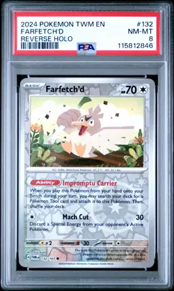 2024 POKEMON TWM EN-TWILIGHT MASQUERADE REVERSE HOLO #132 FARFETCH'D PSA 8 - Image 1