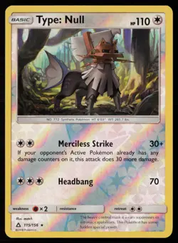 Type: Null 115/156 Reverse Holo Pokemon TCG SM - Ultra Prism LP - Image 1