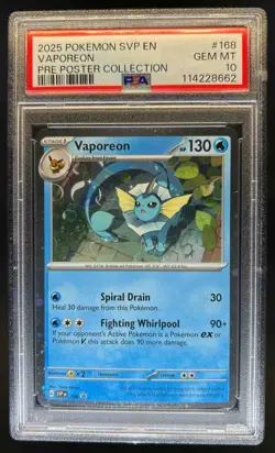 2023-25 Pokemon SV Black Star Promos SVP EN Vaporeon #168 PSA 10 - Image 1