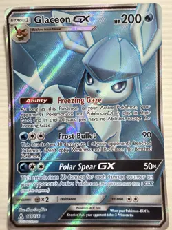 Pokemon TCG Ultra Prism Ultra Rare Full Art Glaceon Gx 141/156 Near Mint - Image 1