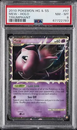 2010 POKEMON HEARTGOLD & SOULSILVER TRIUMPHANT #97 MEW-HOLO PSA 8 - Image 1