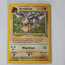 Pokemon TCG Aerodactyl Fossil 1/62 Holo Rare 60 HP English 1999 Wizards Card - Image 1