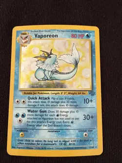 Pokemon Vaporeon Jungle 12/64 Holo English 1999 TCG WOTC Card - HP - Image 1