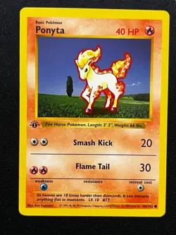 Pokemon Card - Ponyta 1st Edition Base Set (Shadowless) 60/102 Common - Image 1