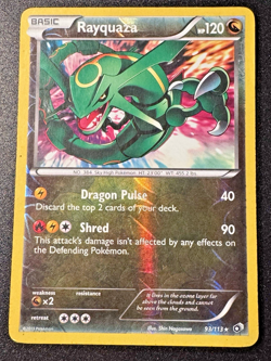Rayquaza 93/113 BW Legendary Treasures Pokemon Card Reverse Holo Foil Rare HP - Image 1