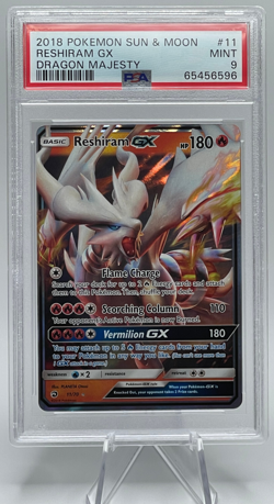 2018 POKEMON SUN & MOON DRAGON MAJESTY #11 RESHIRAM GX PSA 9 MINT - Image 1