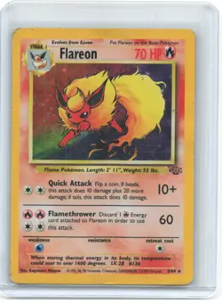 1999 Pokemon—Flareon #3/64 Jungle—Holo Rare Holo (Damaged) - Image 1