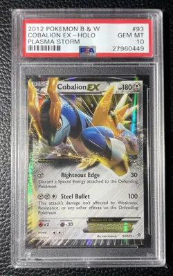 2012 Pokemon Black & White Plasma Storm #93 Cobalion EX PSA 10 - Image 1