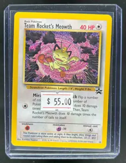 1999 Pokemon Wizards Black Star Promos Team Rocket's Meowth #18 - Image 1