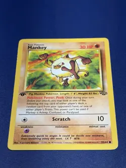 Pokemon TCG Mankey Jungle Card 55/64 Regular Common 1st Edition - Image 1