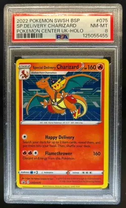 2022 Pokemon SWSH Black Star Promos Special Delivery Charizard #SWSH075 PSA 8 - Image 1