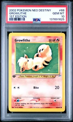 2002 POKEMON NEO DESTINY 1ST ED #68 GROWLITHE PSA 10 - Image 1