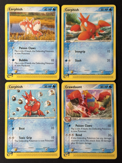 Pokemon Corphish #52/97 #53/97 #54/97 & Crawdaunt #13/97 EX Dragon Card Set - Image 1