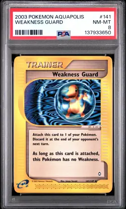 2003 POKEMON AQUAPOLIS #141 WEAKNESS GUARD PSA 8 - Image 1