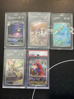 Lot of 5 Graded Pokemon Cards, All Full Arts PSA and TAG - Image 1