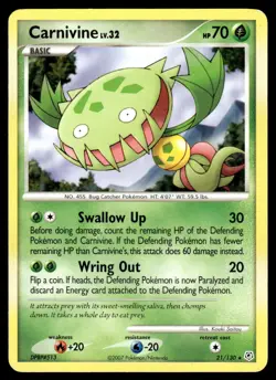 Pokemon TCG Diamond and Pearl #21/130 Carnivine MP - Image 1