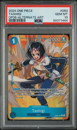2024 ONE PIECE OP06-WINGS OF THE CAPTAIN ALTERNATE ART #050 TASHIGI PSA 10 - Image 1