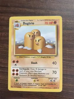 Pokemon TCG Dugtrio Card Unlimited Base Set 19/102 Rare LP Vintage 1999 - Image 1