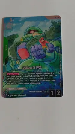 Bandai Zaku I FZ Bernard Wiseman R+ Unit Gundam Card Game 1/2/2 Card Stock - Image 1