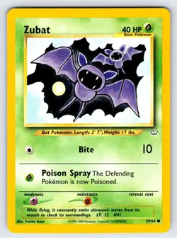 Zubat 59/64 2001 Neo Revelation Pokemon Card Nintendo Vintage WOTC Common - Vlp - Image 1