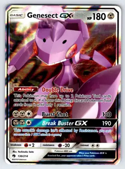 Genesect GX 130/214 2018 S&M Lost Thunder Pokemon Card Reverse Holo Rare - Nm - Image 1