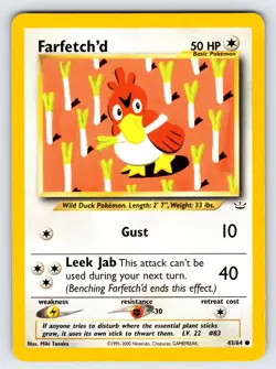 Farfetch'd 43/64 Neo Revelation Pokemon Card Nintendo Vintage WOTC Common - Vlp - Image 1
