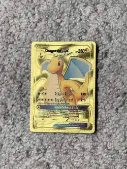 Dragonite GX HP250 Dragon Claw Gold Foil Fan Art Card - Image 1