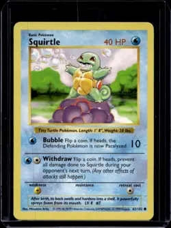 1999 Pokemon Shadowless Squirtle #63/102 - Image 1