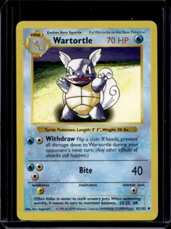 1999 Pokemon Shadowless Wartortle #42/102 - Image 1