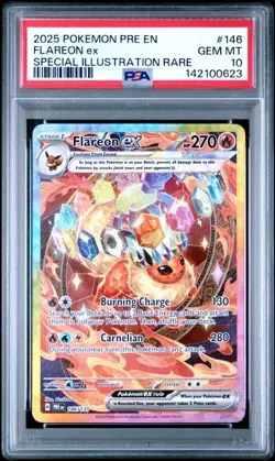 Pokemon SV Prismatic Evolutions Flareon EX Sir #146/131 PSA 10 2025 - Image 1
