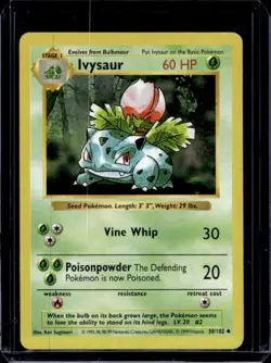 1999 Pokemon Shadowless Ivysaur #30/102 - Image 1