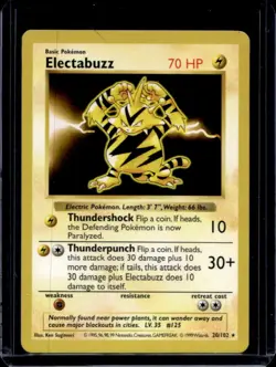 1999 Pokemon Shadowless Electabuzz #20/102 - Image 1